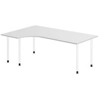 Office skrivebord venstrevendt 200x120cm lys gr&aring; med hvidt stel