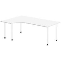 Office skrivebord venstrevendt 200x120cm hvid med hvidt stel