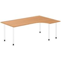 Office skrivebord højrevendt 200x120cm bøg med hvidt stel