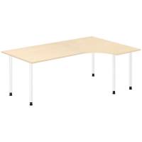 Office skrivebord højrevendt 200x120cm birk med hvidt stel