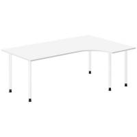 Office skrivebord h&oslash;jrevendt 200x120cm hvid med hvidt stel