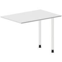 Office skrivebord tilbygning 100x60cm i lys gr&aring; med hvidt stel