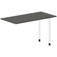 Office skrivebord tilbygning 120x60cm i antracit med hvidt stel