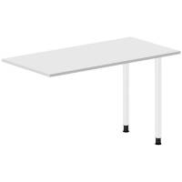 Office skrivebord tilbygning 120x60cm i lys gr&aring; med hvidt stel