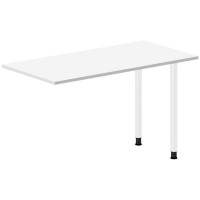 Office skrivebord tilbygning 120x60cm i hvid med hvidt stel
