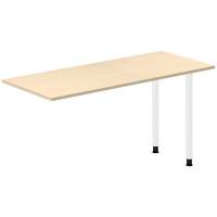 Office skrivebord tilbygning 140x60cm i birk med hvidt stel
