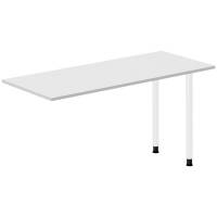 Office skrivebord tilbygning 140x60cm i lys grå med hvidt stel