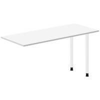 Office skrivebord tilbygning 140x60cm i hvid med hvidt stel