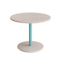 Caf&eacute;bord &Oslash;70cm, h&oslash;jde 57cm hvidpigmenteret ask p&aring; turkis stel
