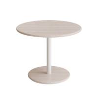 Cafébord Ø70cm 57cm høj hvidpigmenteret ask hvidt glans stel