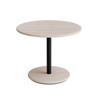 Cafébord Ø70cm, højde 57cm hvidpigmenteret ask på sort stel