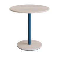 Caf&eacute;bord &Oslash;70cm, h&oslash;jde 72cm hvidpigmenteret ask p&aring; bl&aring;t stel