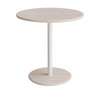 Cafébord Ø70cm 72cm høj hvidpigmenteret ask hvidt glans stel