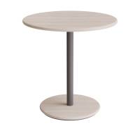 Cafébord Ø70cm, højde 72cm hvidpigmenteret ask på gråt stel