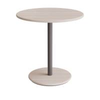 Caf&eacute;bord &Oslash;70cm, h&oslash;jde 72cm hvidpigmenteret ask p&aring; gr&aring;t stel