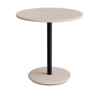 Cafébord Ø70cm, højde 72cm hvidpigmenteret ask på sort stel
