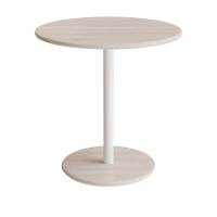 Caf&eacute;bord &Oslash;70cm, h&oslash;jde 72cm hvidpigmenteret ask p&aring; hvidt stel