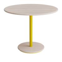 Donut cafebord Ø90cm højde 72cm hvidpigmenteret ask, gult stel