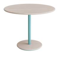 Donut cafebord Ø90cm højde 72cm hvidpigmenteret ask, turkis stel