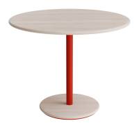 Donut cafebord &Oslash;90cm h&oslash;jde 72cm hvidpigmenteret ask, r&oslash;dt stel