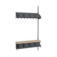 BST garderobe påbygningssektion model G med 4 pladser 1000mm mørk grå