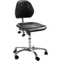 Global lav industristol Comfort ESD med hjul og PU-s&aelig;de, sort