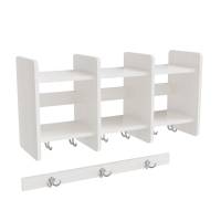 Eira Light overhylde i birk hvidpigmenteret fin&eacute;r med 3 rum, rumbredde 28cm