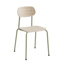 Atlas elevstol hvidpigmenteret egelaminat med gr&oslash;nt stel