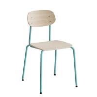 Atlas elevstol hvidpigmenteret egelaminat med turkis stel