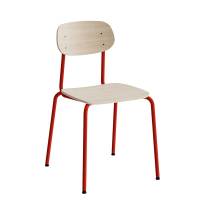 Atlas elevstol hvidpigmenteret egelaminat med rødt stel