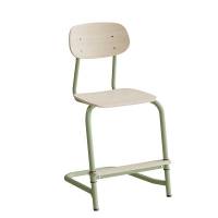 Atlas elevstol fritsving med fodplade hvid egelaminat og gr&oslash;nt stel