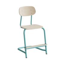 Atlas elevstol fritsving med fodplade hvid egelaminat og turkis stel