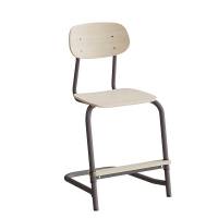 Atlas elevstol fritsving med fodplade hvid egelaminat og gr&aring;t stel