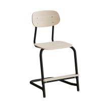 Atlas elevstol fritsving med fodplade hvid egelaminat og sort stel