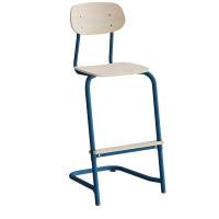 Atlas elevstol fritsving med fodplade hvid egelaminat i bl&aring;t stel