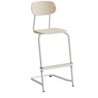 Atlas elevstol fritsving med fodplade hvid egelaminat i hvidt stel