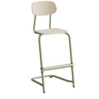 Atlas elevstol fritsving med fodplade hvid egelaminat i gr&oslash;nt stel