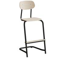 Atlas elevstol fritsving med fodplade hvid egelaminat i sort stel