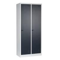 Garderobeskab med 2 rum 800x450x1850mm cylinderl&aring;s og antracit d&oslash;r