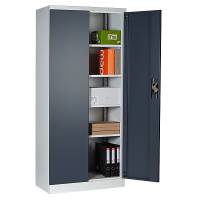 Opbevaringsskab i st&aring;l med spanjolettl&aring;s 1800x800x435mm gr&aring;