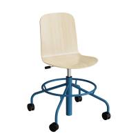 ADD elevstol p&aring; hjul hvidpigmenteret eg laminat med bl&aring;t stel