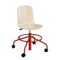 ADD elevstol p&aring; hjul hvidpigmenteret eg laminat med r&oslash;dt stel