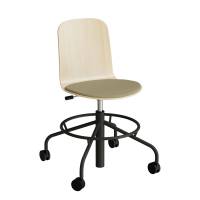 ADD elevstol p&aring; hjul hvidpigmenteret eg laminat med m&oslash;rkegr&oslash;nt tekstil s&aelig;de og sort stel