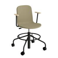 ADD elevstol p&aring; hjul med helbetrukket m&oslash;rkegr&oslash;nt tekstil, arml&aelig;n og sort stel