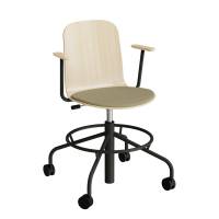 ADD elevstol p&aring; hjul hvidpigmenteret eg laminat med m&oslash;rkegr&oslash;nt tekstil s&aelig;de, arml&aelig;n og sort stel