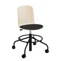 ADD elevstol p&aring; hjul birk laminat med sort tekstil s&aelig;de og sort stel