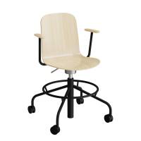 ADD elevstol på hjul med armlæn birk laminat med sort stel