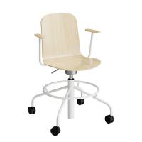 ADD elevstol p&aring; hjul med arml&aelig;n birk laminat med hvidt stel