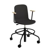 ADD elevstol p&aring; hjul med helbetrukket sort tekstil, arml&aelig;n og sort stel 