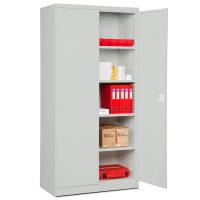 St&aring;lskab ASHV med 4 hylder 1980x980x470mm lysegr&aring; d&oslash;re